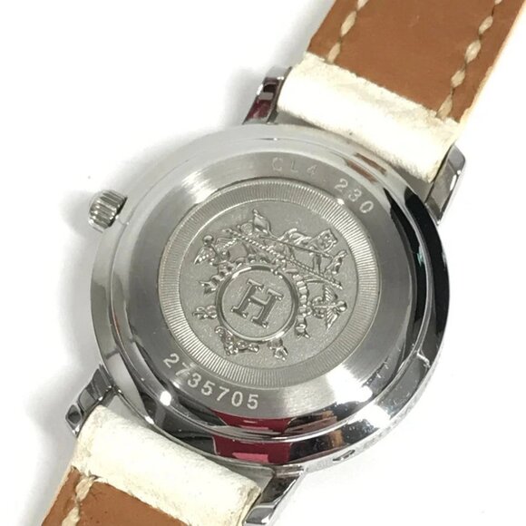 HERMES CL4.230 Clipper Nacre 12P Diamond Women's Wristwatch with leather strap - Picture 4 of 13